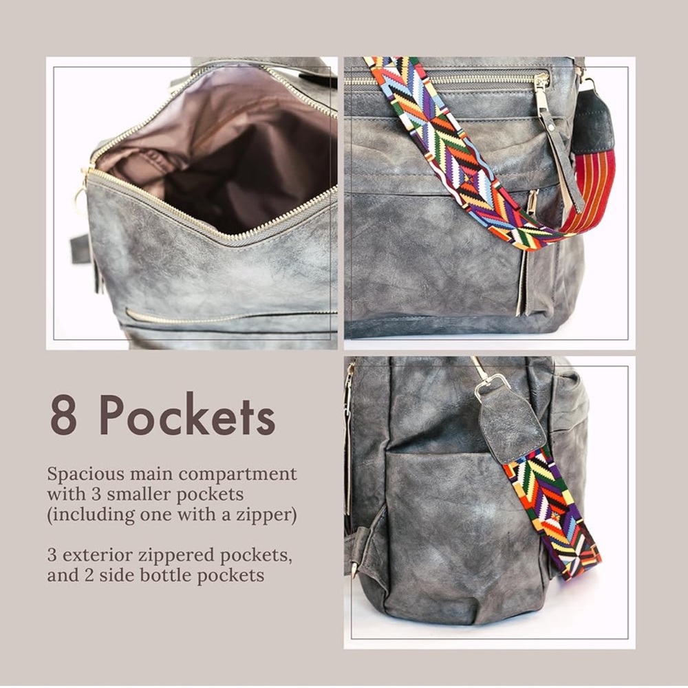 modern+chic Brielle Convertible Backpack, Grey - Picture 4 of 7